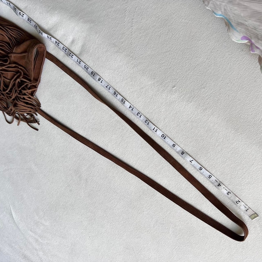 Brown Genuine Leather Suede Margot Fringe Crossbody Boho Hippie Ren Faire Y2K - Picture 8 of 8